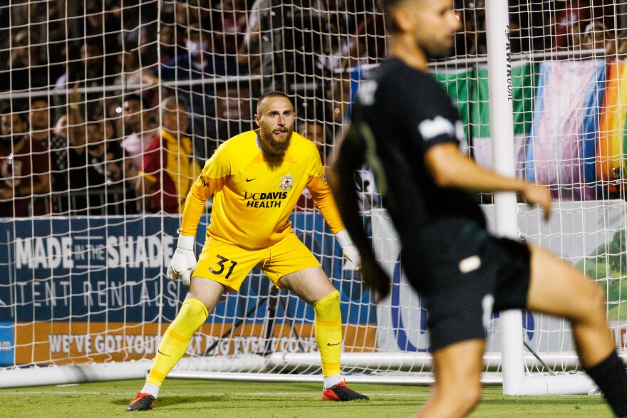 Sacramento Republic's Danny Vitiello blocked many shots during the US Open semifinal game against Sporting Kansas City.