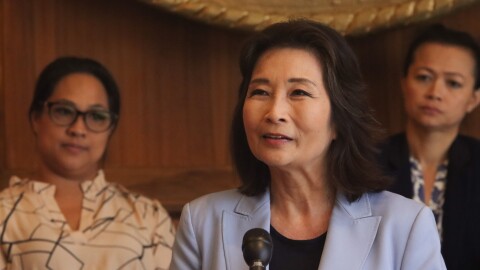 Lt. Gov. Sylvia Luke speaks at a press conference on July 23, 2024.