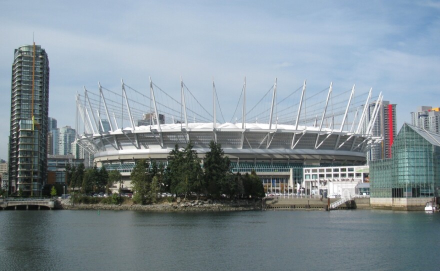 The newly renovated BC Place, the former Olympic stadium in Vancouver B.C. had it's 'marshmallow' roof replaced with a retractable roof.