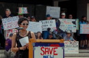 Student Gaby Batista leads a protest against the conservative takeover of New College of Florida.