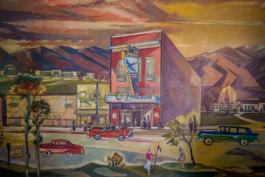 (Trent Nelson | The Salt Lake Tribune) A detail from the historic mural at the Bluebird Cafe in Logan on Friday, March 7, 2025.