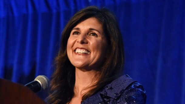 FILE - Former U.N. Ambassador Nikki Haley speaks at a fundraiser hosted by The Citadel Republican Society after receiving the Nathan Hale Patriot Award, on Dec. 2, 2021, in Charleston, S.C. (AP Photo/Meg Kinnard, File)
