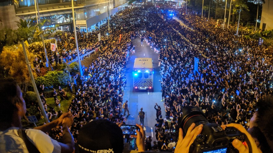 Activists in Hong Kong protest against an extradition bill on June 16.