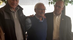 Louie Trilikis (center) has ran Sterling Family Restaurant for 30 years. On Wednesday, he was honored by Peoria Mayor Jim Ardis (right)