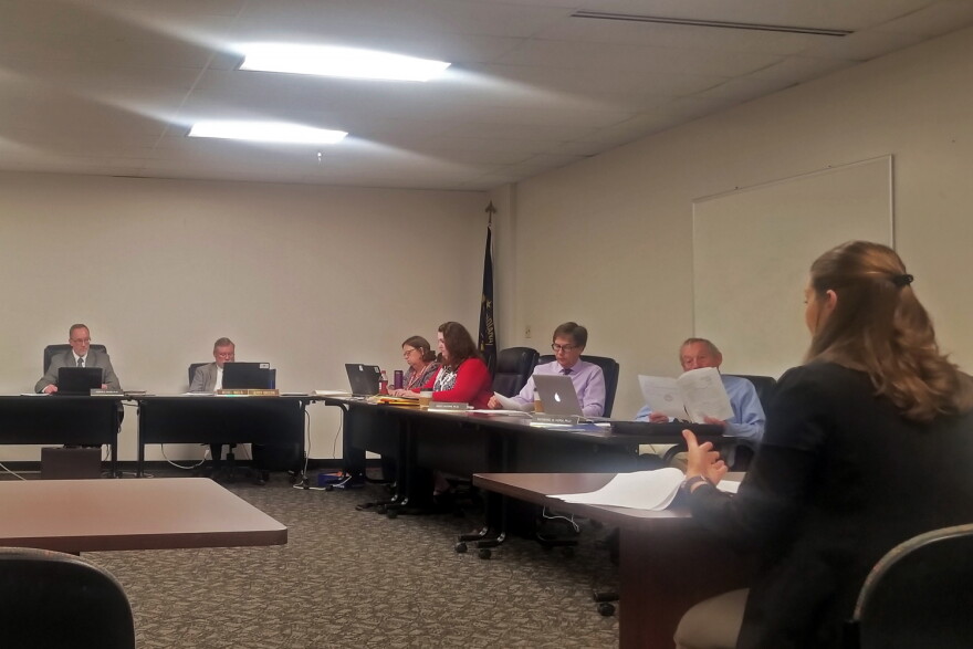 Natalie Stidd speaks to the Indiana State Psychology Board about revoking Albert Fink’s license.