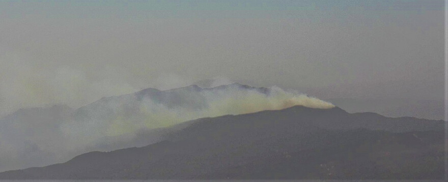 A brush fire was spotted in the mountains above the Santa Ynez Valley Monday afternoon.