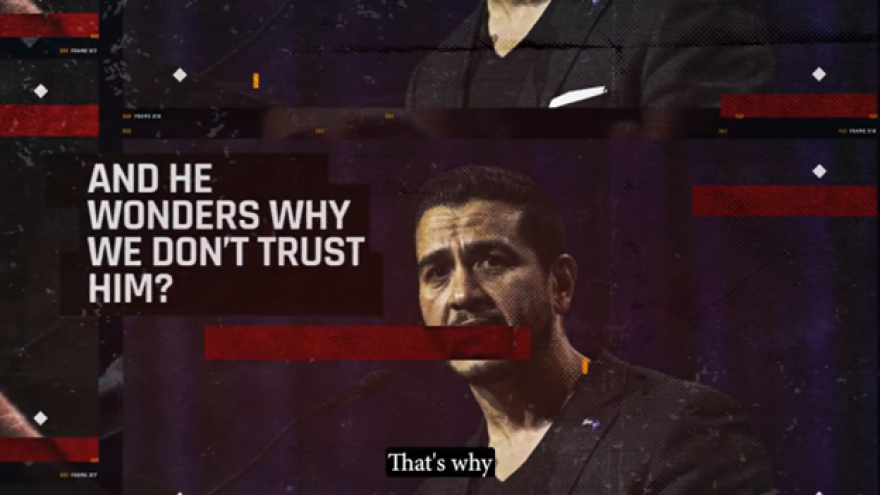 A still frame shows an image from an anti-Abdul El-Sayed advertisement running in Michigan in the days before the November 3 midterm election.