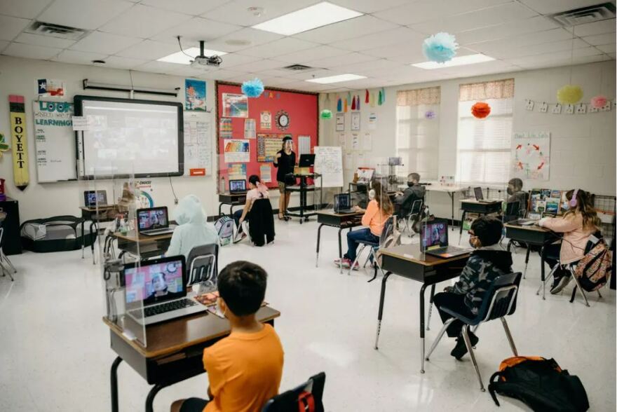  Students learn in Abigail Boyett’s third grade classroom on Nov. 4, 2020, at Lewis Elementary School in San Antonio’s Northside Independent School District. 