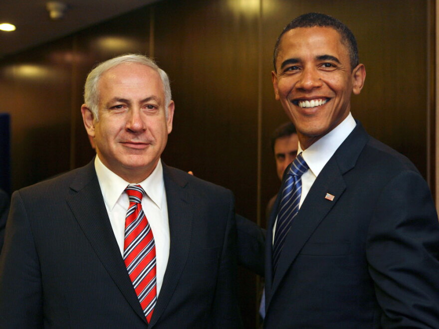 Presidential candidate Barack Obama met with Israeli opposition leader Benjamin Netanyahu in Jerusalem in July 2008.