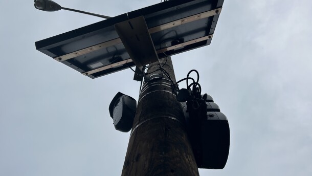 A Flock camera monitors a street in Columbus, Ohio.