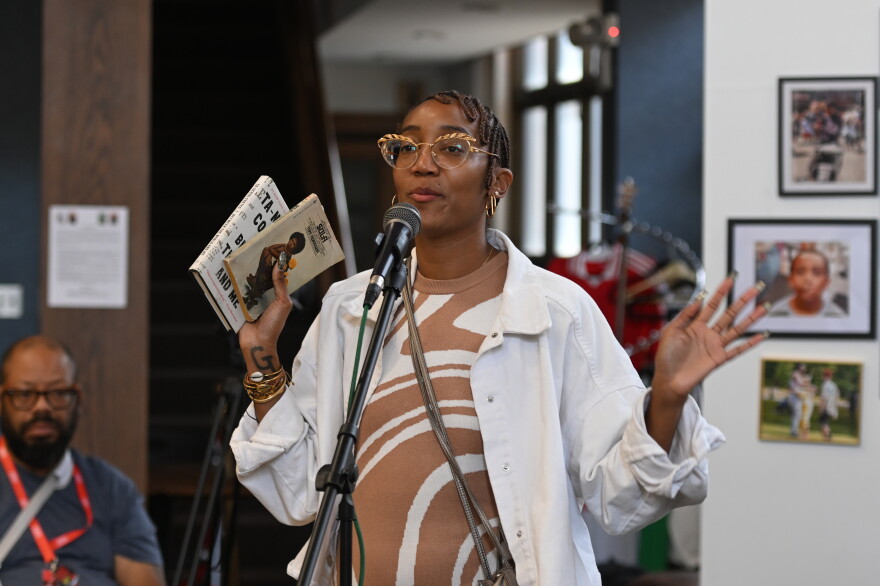 Glynis Johns talks about banned books at the Black Scranton Project and Fringe Fest banned books event.