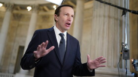 Sen. Chris Murphy, D-Ct., speaks during a morning television interview, Wednesday, May 25, 2022 on Capitol Hill in Washington. Murphy took to the Senate floor Tuesday and demanded that lawmakers accomplish what they failed to do after 20 children, mostly 6 or 7 years old, and six educators in Newtown, Connecticut died on Dec. 14, 2012. (AP Photo/J. Scott Applewhite)