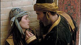 Bruno Lastra as Omar Khayyam and Marie Espinosa as Darya in a scene from the film <i>The Keeper</i>.