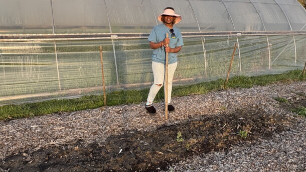 First-generation farmer Markisha Parker works on her farm in Trumbull County