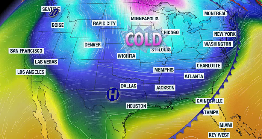 Cold air invasion during last days of 2025.