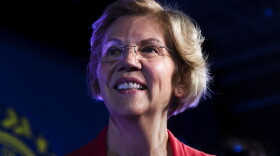 Democratic presidential candidate Sen. Elizabeth Warren, D-Mass., speaks with members of the media after a campaign event, Thursday, Feb. 6, 2020, in Derry, N.H.