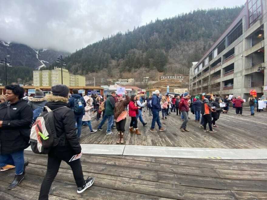 The Norwegian Bliss, a 4,000-passenger cruise ship out of Seattle, kicked off Juneau’s 2023 cruise season when it docked on April 17. (Photo by Anna Canny/KTOO)