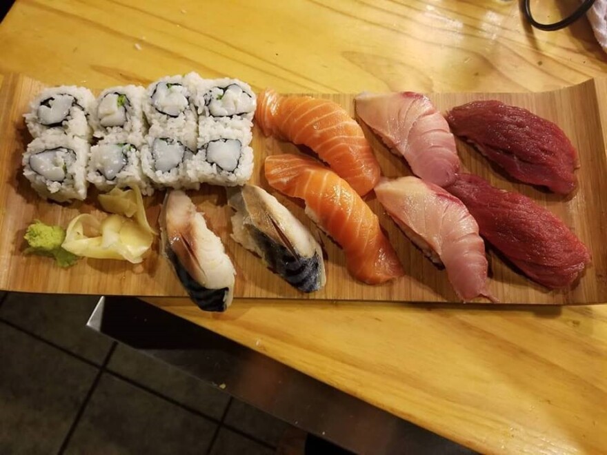 Blue fin loin, hamachi, saba and a scallop roll at Bob Wasabi Kitchen.