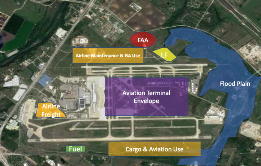 A map showing future plans for the airport