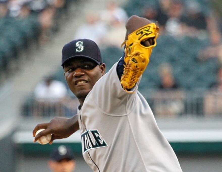 Michael Pineda pitching for the Mariners last June against the White Sox. He's been traded to the Yankees for catcher and slugger Jesus Montero.