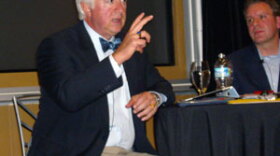 Fernando Aguirre addresses students, faculty at Queens University in May, 2012. Photo: Julie Rose