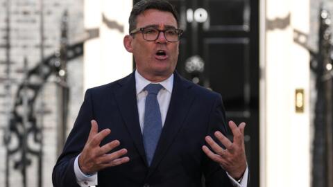 Britain's new Prime Minister Andy Burnham speaks to staff and media at 10 Downing Street in London, Monday, July 20, 2026.(Kirsty Wigglesworth/AP)