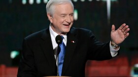 FILE- Former North Carolina Gov. Jim Hunt speaks at the Democratic National Convention, Sept. 5, 2012, in Charlotte, N.C.
