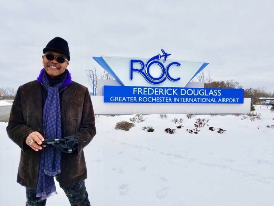 Carvin Eison at the newly renamed Frederick Douglass Greater Rochester International Airport.