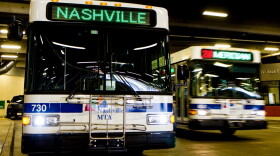 Buses pull through the Music City Central transit station in Nashville, Tenn., in 2013. (Erik Schelzig/AP)