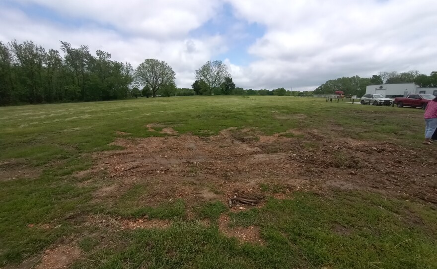 The plot of land at Miller Park where the playground will stand, just west of the Fellows Lake Marina