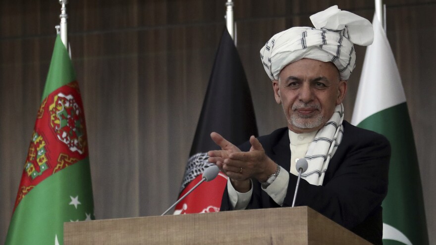 Afghan President Ashraf Ghani, seen speaking in February in Herat, Afghanistan.