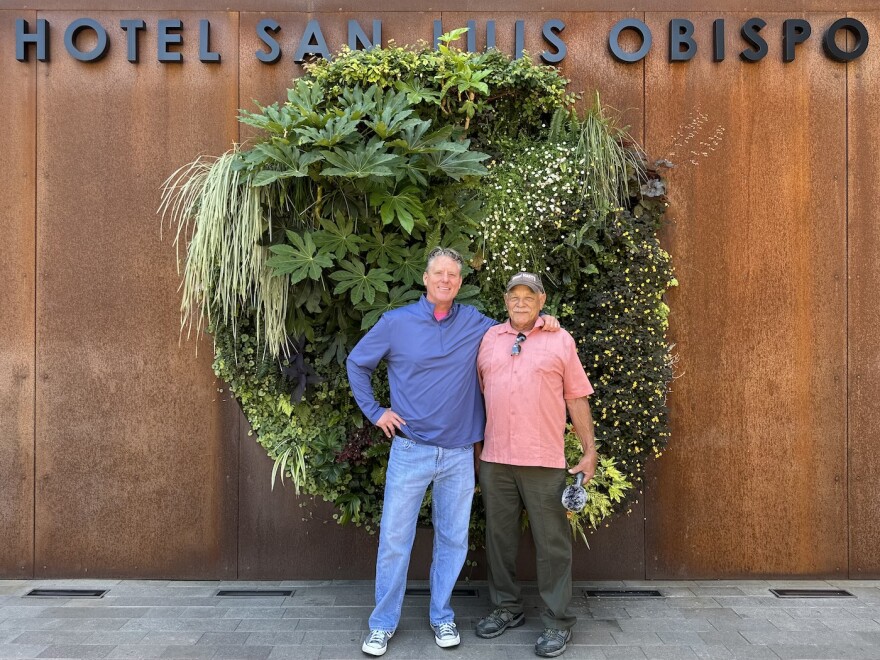 Hotel SLO executive Chef Ryan Fancher (left) with correspondent Tom Wilmer.