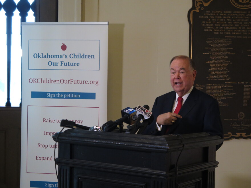 University of Oklahoma president David Boren during a Wednesday press conference at the state Capitol.