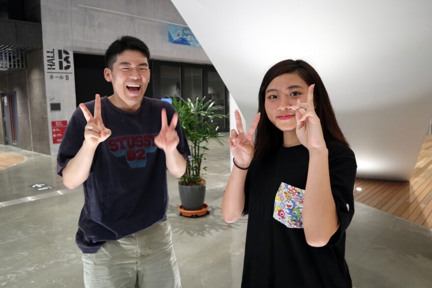 Naoya Sasaki, left, and Ino Hasegawa are a year from graduating high school. Both say they want to attend college, which means they will have to leave Kamaishi. [Adrian Ma / ideastream]