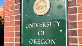 University of Oregon sign outside the west half of the campus.