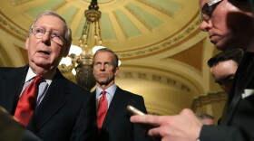 Senate Majority Leader Mitch McConnell, R-Ky., speaks to reporters about the proposed Senate Republican tax bill, after attending the Senate GOP policy luncheon, Nov. 14, 2017 in Washington.
(Mark Wilson/Getty Images)