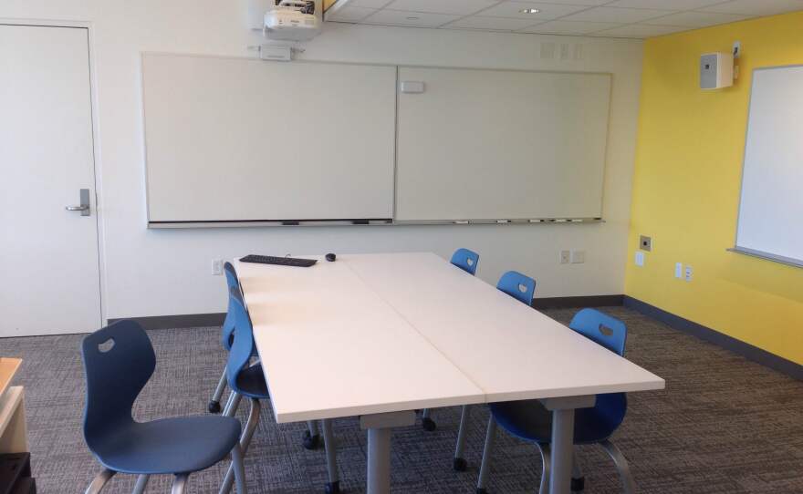 A renovated classroom in Hawthorne Hall.