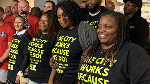 Supporters of collective bargaining in Portsmouth celebrate a 6-0 decision to create a framework in the city code for labor negotiations.