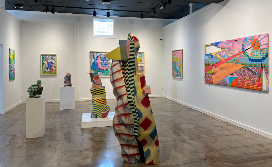 Clay works by Garet Reynek. Paintings by Kevin Kelly.