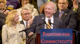 FILE, 2006: Senator Joe Lieberman speaks at a campaign rally Waterbury, Connecticut when his position was challenged for the Democratic Senate nomination by Greenwich, Connecticut, businessman Ned Lamont.