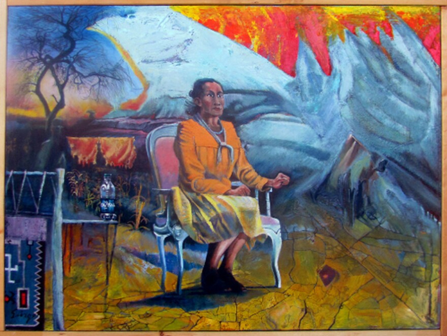 T’oh-Lits’oh (Yellow-Water), 2015, oil on canvas. Ed Singer.