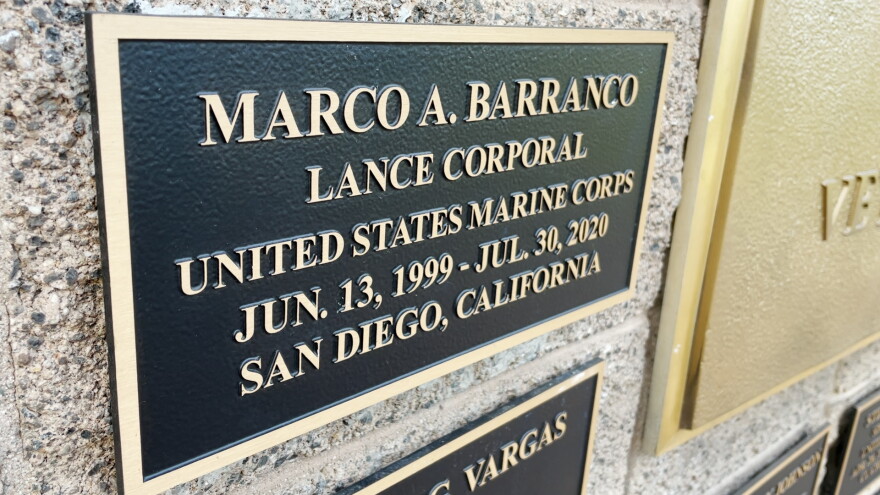Veterans Memorial in Montebello, California remembers Marine who died in training.  