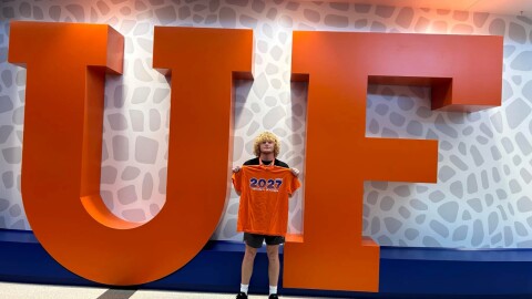 Noah Beery, a newly admitted University of Florida student, celebrates his acceptance. (Tiffany Steinke/WUFT News)