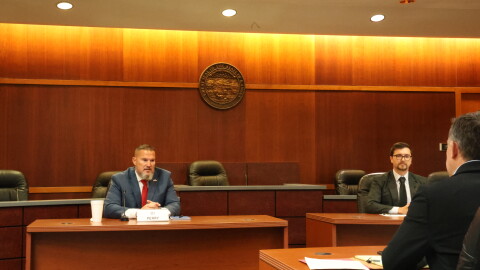 Republican candidate DJ Perry answers a question during the candidate forum on Thursday, Oct 2 at the Pittsburg Law Enforcement center.