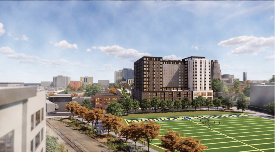 Rendering of The Dean housing complex in Ann Arbor.