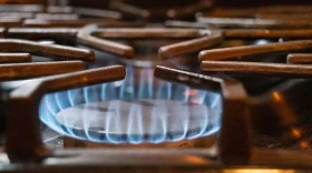 A stovetop burns natural gas.