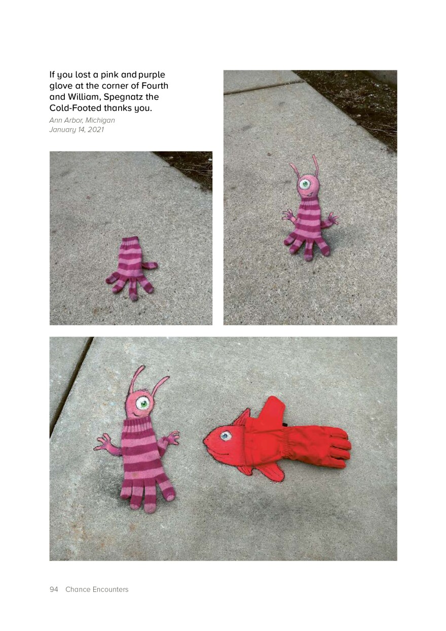 A page from David Zinn's new book, "Chance Encounters."