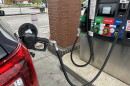 A gas pump dispenses gas north of Columbus, Ohio.