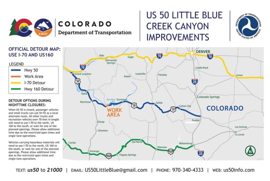 Drivers are facing detours of several hours due to the closure of part of U.S. 50.