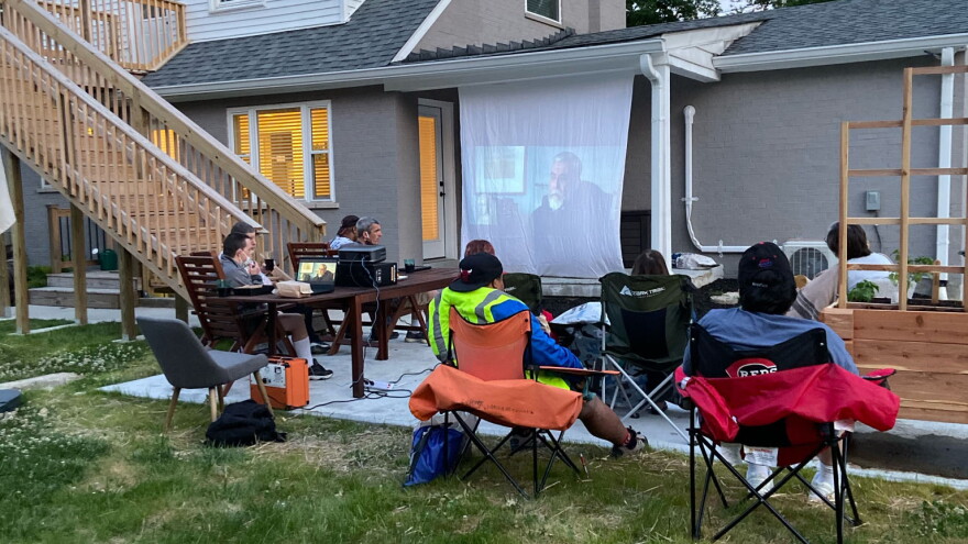 Roommates from two homes supported by LADD held a safe outdoor movie night.